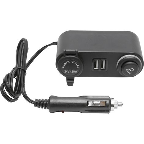 Multipresa per auto con presa da 24 V, accendisigari e 2x USB (1/4)