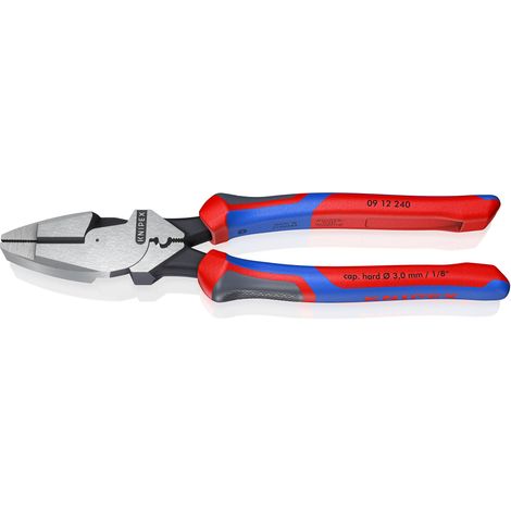 KNIPEX 09 12 240 Alicate universal de fuerza "Lineman" modelo americano con mangos confort Negro atramentado 240 mm (1/7)