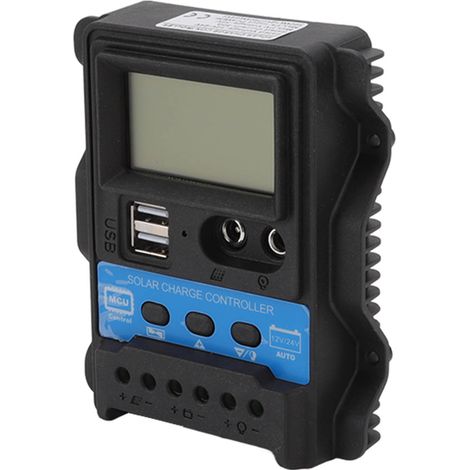 Automatischer Solarladeregler 12V/24V, PWM-Solarregler, zwei USB-Anschlüsse, LCD-Display, 10A (1/5)
