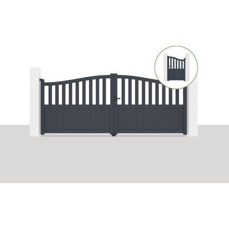 Pack portail battant 340x140cm MEIJE + Portillon 1m MEIJE H.140cm Gris (1/5)