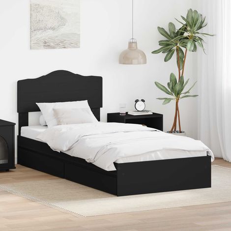 Aufbewahrungsbett Schwarz 90 x 190 cm Holzwerkstoff