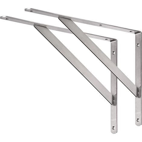 Équerres Étagères Murale Acier Inox Support d'étagère 45 x 32 cm Equerre Etagere Charge Max 250KG Support Flottante pour Tablettes Etagères Équerres de Fixation, avec Vis (1/5)
