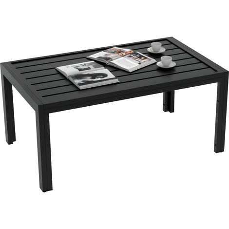 Beyamis Rechteckiger Gartentisch mit verzinktem Stahlgestell für Terrasse und Garten, 101,5 x 61 x 46 cm, Schwarz
