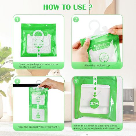 Déshumidificateur 10Pcs, Sac De Déshumidification Suspendu, Sac de Déshumidification Portable pour les Placards et les Espaces Fermés, Convient pour les Placards, les Chambres, les Salles de Bains (1/2)