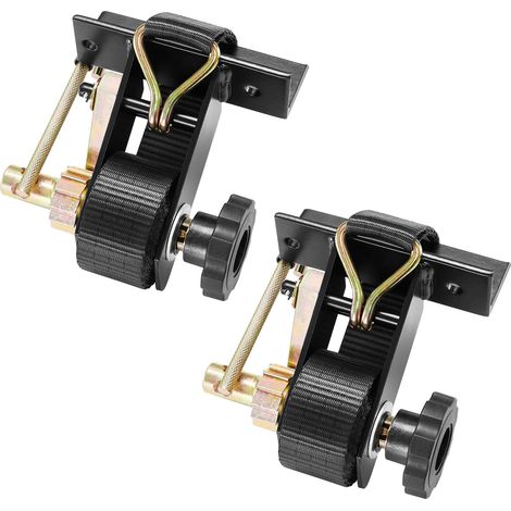 VEVOR Correas de Trinquete, para Portaequipajes de Escalera, Montaje en Tubo Cuadrado Negro, con Ganchos Dobles en J, Capacidad de Carga 226,8 kg, con Hebilla de Carga, 2 uds, 160 x 145 x 80 mm
