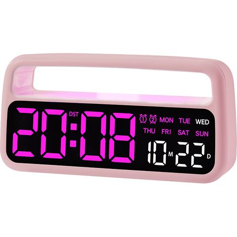 Este despertador digital para dormitorio cuenta con luz nocturna, pantalla grande, doble alarma, reloj electrónico, iluminación ambiental y tres niveles de intensidad de luz. Es apto para adultos, niñ (1/5)