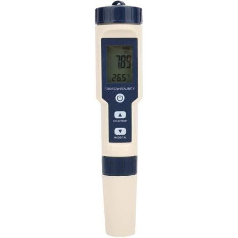 PA 5-in-1 tragbares digitales pH-/Salzgehalt-/Temperatur-/TDS-/EC-Messgerät, multifunktionaler Wasserqualitätstester, Multi-Parameter-Taschentester-Set für Schwimmbäder, Trinkwasser, Aquarien (oh (1/5)