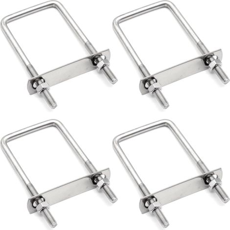 4 Pièces Boulons en U M8 60 120 mm Carré U-Boulons En 304 Acier Inoxydable U Pince Boulon pour Fixation de Tube et Bateau Remorque (1/5)