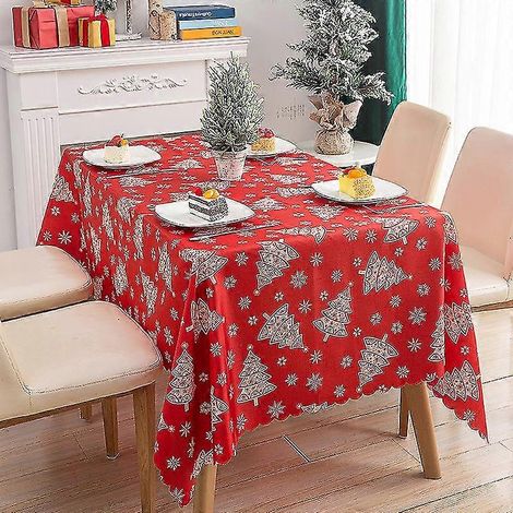 Mantel navideño rectangular Árbol de Navidad Decoración navideña roja (1/3)