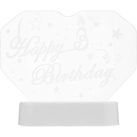 Décorations d'anniversaire - Panneau LED « Joyeux anniversaire » compatible avec un usage domestique - Acrylique blanc