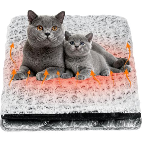 Panier Chat Coussin Auto-Chauffante, 60×45cm Tapis Chauffant pour Chat, sans Électricité, Couvertures Auto-Chauffante pour Chats et Chiens, Housse Lavable, Dessous Non-Glissant, Blanc (1/5)