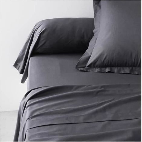 Taie de traversin HEUTE Essential - 45 x 185 cm - 100% einfarbige Baumwolle - Anthrazit (1/3)