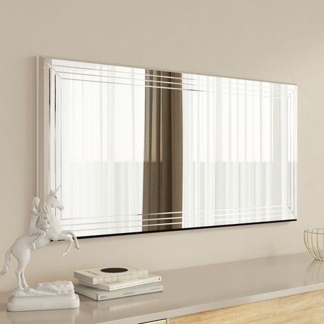 Roure Wandspiegel, Rechteckig, Rahmen Transparent, 60x120h cm, Weiß (1/4)