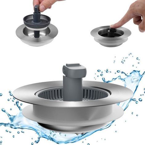 BelleRise - Verbesserter 3-in-1-Kombinations-Sieb- und Stöpsel für Küchenspülen, Edelstahl-Ausziehspüle. (1/5)