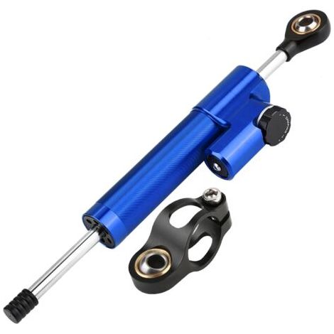 BUNTHAUS Stabilisateur d'amortisseur de direction universel en alliage d'aluminium pour moto (bleu-noir) (1/5)