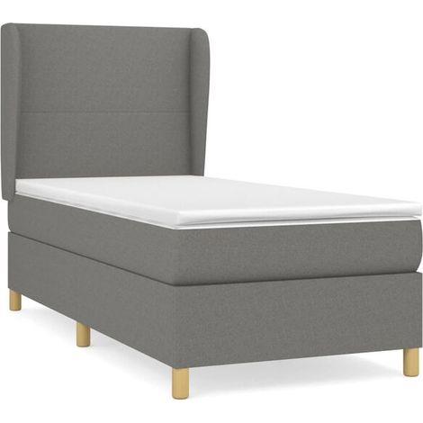 Cadre de lit en tissu, matelas inclus, gris foncé, 80 x 200 cm (1/5)