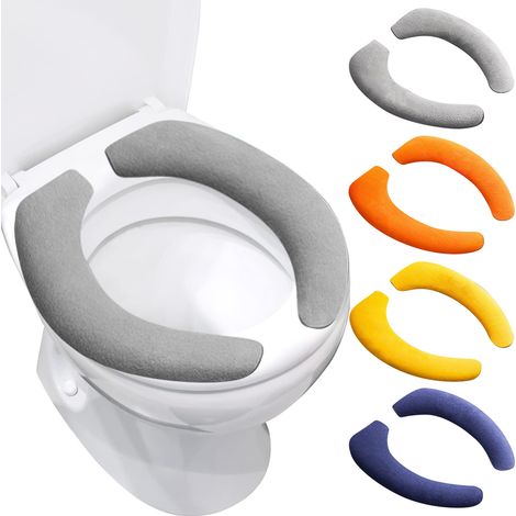Lot de 4 coussins chauffants pour siège de toilette, lavables et réutilisables, à monter soi-même pour l'hiver (1/5)