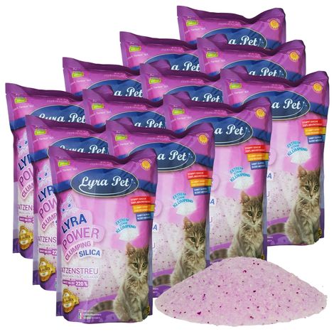 Lyra Pet – Litière agglomérante silicatée 12 x 5 litres – Absorption 220% – Neutralise les odeurs – Granules sans poussière pour chats