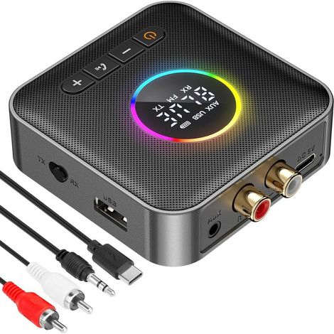 Bluetooth 5.4 Adapter – HiFi-Audio-Sender/Empfänger – LED-Anzeige – AUX-, RCA- und USB-Eingänge – Für Fernseher, Auto, PC und Stereoanlagen (1/5)