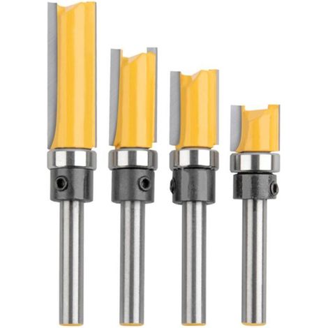 Ensemble de bits de routeur de modèle de motif de finitionde garniture affleurante à queue de 6.2 mm Fraise à bois, paquet de 4 (1/5)