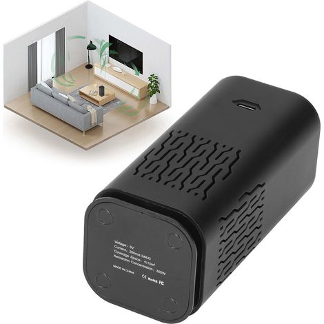 Schwarzer Tower Auto-Luftreiniger, Doppeleinlass-Design, kreisförmige Luftreinigung, USB 5V 260mA, ABS, mit H13 (1/5)