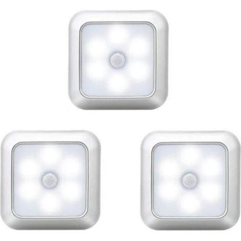 Lot de 3-Veilleuse-Éclairage de placard-Éclairage d'escalier Détecteur de mouvement intelligent Plastique-Convient comme veilleuse