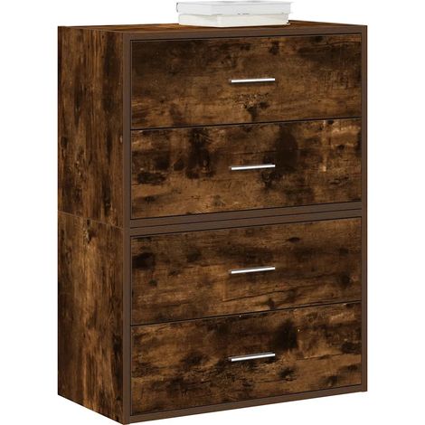 Set di 2 armadietti portaoggetti con 2 cassetti impilabili 60 x 31 x 40 cm in legno multistrato rovere fumo 020051197