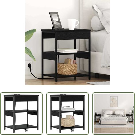 Rangement chambre - Cabinet de chevet Chêne noir 41 x 31 x 51 cm Bois d'ingénierie (1/5)