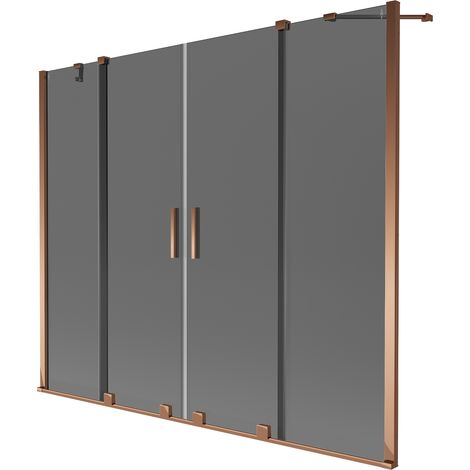 Mexen Velar Duo Badewannenfalttür 2-flügelig verschiebbar 180 x 150 cm, Graphit, Roségold - 896-180-000-42-60 (1/2)