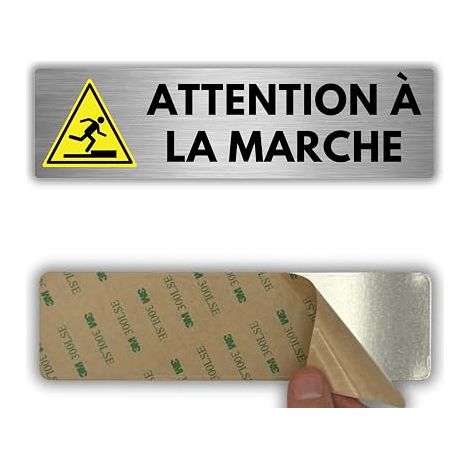 Plaque Attention à la Marche - 2x18cm - Aluminium (1/5)