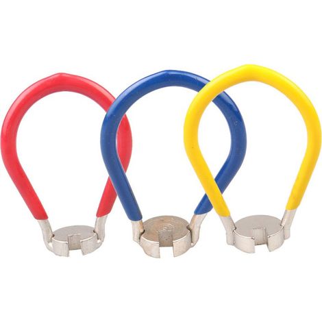 Clé à rayons simple face (lot de 3) pour roues de vélo – Compacte (3,5 cm x 5 cm), en acier durable, pour le réglage des écrous de rayons. (1/5)