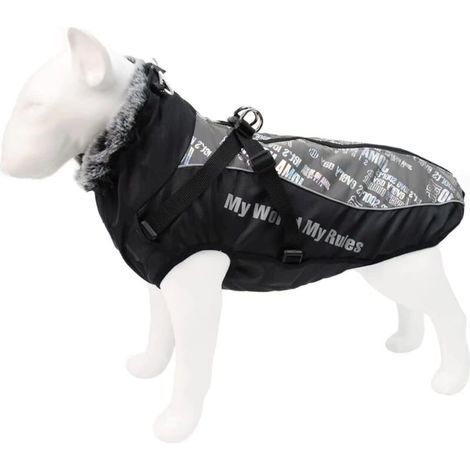 Manteau Chien, Manteau Chien pour Chiens de Taille Moyenne et Grande,Imperméable Chaude Coupevent-Noir Gris blanc bla (1/5)