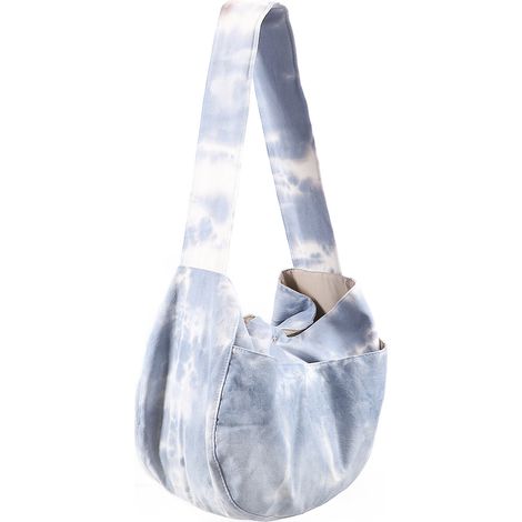 Sac de transport bandoulière pour petits animaux de compagnie en toile respirante et sûre, avec poche supplémentaire pour chiots et chats (bleu). (1/5)