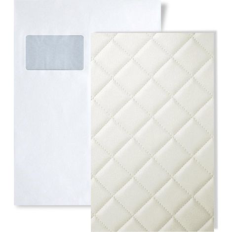 1 MUSTERSTÜCK S-15041 WallFace ROMBO 40 BIANCO Leather Collection Wandpaneel MUSTER in ca. DIN A5 Größe