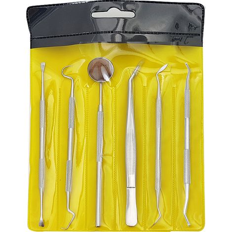 Ensemble de 6 outils dentaires en acier inoxydable pour l'élimination du tartre et le nettoyage des taches (1/2)