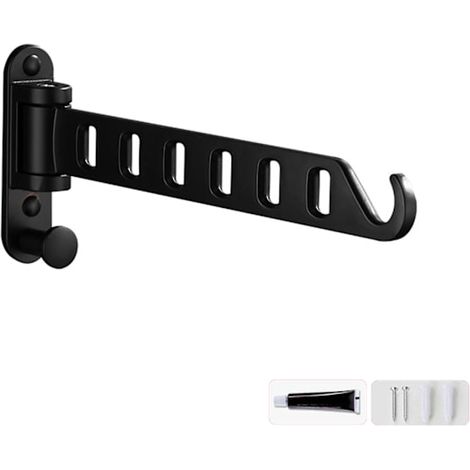 Cintre mural pliable en métal pour lavabo, séchoir, pour la maison, le dortoir, le balcon, robuste, noir, 0,27 (1/4)