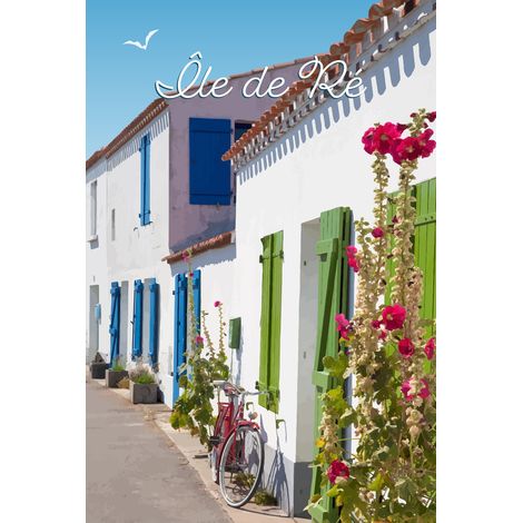 Tableau sur toile illustration Rose Trémière 30x45 cm - Impression sur Toile Murale Décorative - Image imprimée en HD sur Toile - Toile sur Châssis en Bois FSC - Fabriqué en France (1/5)