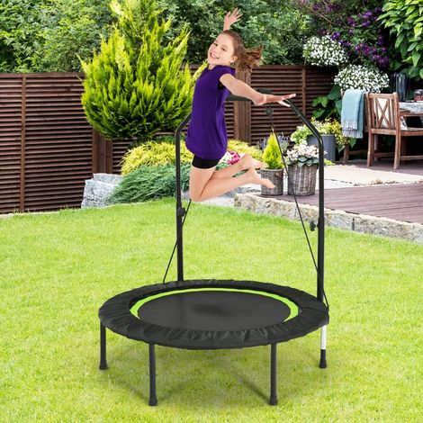 Mini trampoline de fitness pliable 40 pouces avec guidon réglable et 2 bandes de résistance, pour maison et salle de sport (1/5)