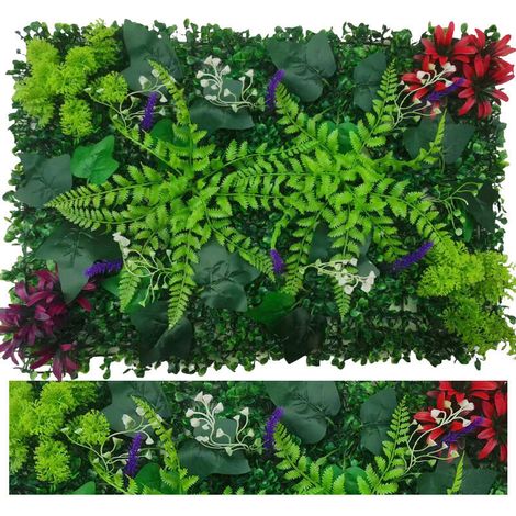 Mur végétal artificiel 40x60 cm – 4 panneaux emboîtables pour décoration intérieure et extérieure, jardins et commerces (1/5)