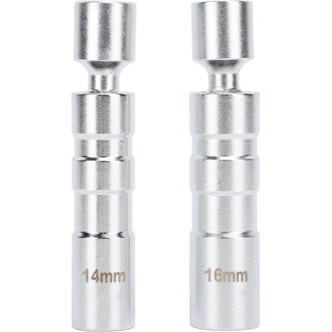 Clé à bougie magnétique 14mm 16mm paroi mince, douille articulée 2 pièces, outil de réparation automobile (1/5)