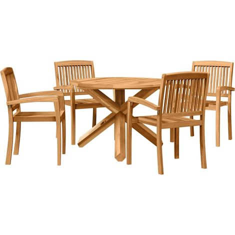 Maison Exclusive - Garten Essgruppe 5 pcs Natur Massivholz Akazie