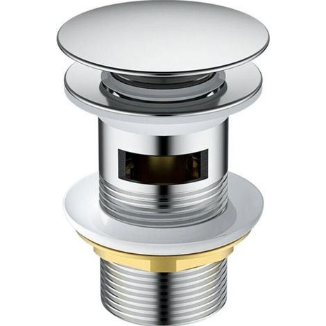 Bonde de Lavabo Universel Pop Up Automatique Bouchon de Vidange Ecoulement Chromé avec Trous de Débordement