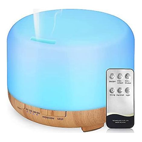 (fond Jaune En Grain De Bois)diffuseurs D'huiles Essentielles 450 Ml, Humidificateur D'aromathrapie Ultrasons Arme Lectrique Lumire Led Romantiq (1/5)