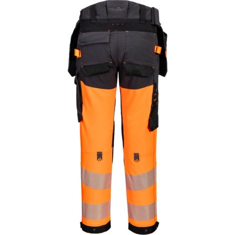 Pantalones de seguridad Clase 1 con funda desmontable elástica de alta visibilidad EV4 Regular PORTWEST EV442 41 pulgadas (talla 52) Naranja / Gris Bajos