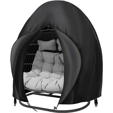 Housse imperméable pour fauteuil à bascule en osier en forme d'œuf avec fermeture éclair  Protection durable pour mobilier d'extérieur en forme d'œuf  Idéale pour balcon, jardin, terrasse, véranda, pe (1/5)