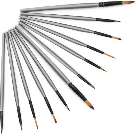 Lot de 12 pinceaux aquarelle en nylon et laine, stylet à pointe biseautée, pour étudiants en art (1/5)