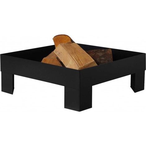 Brasero de jardin carré BONNIE en acier-80 cm-Acier noir sablé---Acier noir sablé (1/4)