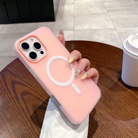 (iPhone 17 Pro Max, rose) Coque mate MagSafe pour iPhone avec cadre magnétique et protection, recharge sans fil