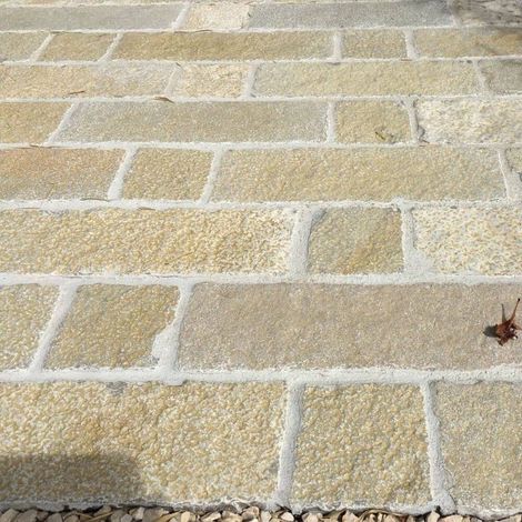 Pavé pierre naturelle Tandur Beige - Longueur Libre x15x2,5 cm - Couche 1m²