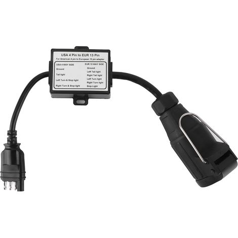 Adapter von US-amerikanischem 4-poligem Flachstecker auf europäischen 13-poligen Stecker, tragbarer Anhängerbeleuchtungs-Stromkreis-Konverter (1/5)